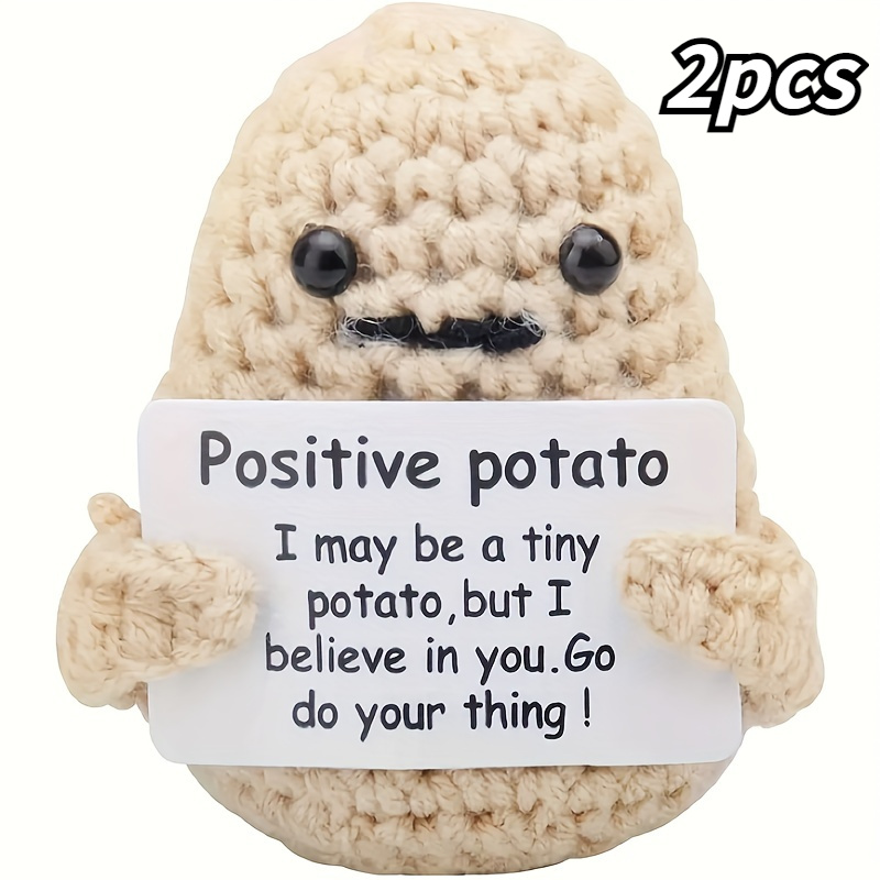 1pc Mini Positive Pickle, Funny Cute Woolen Doll With Positive Card, Funny  Knitted Pickle Doll Xmas New Year Gift, Creative Gift, Birthday Party, Chri