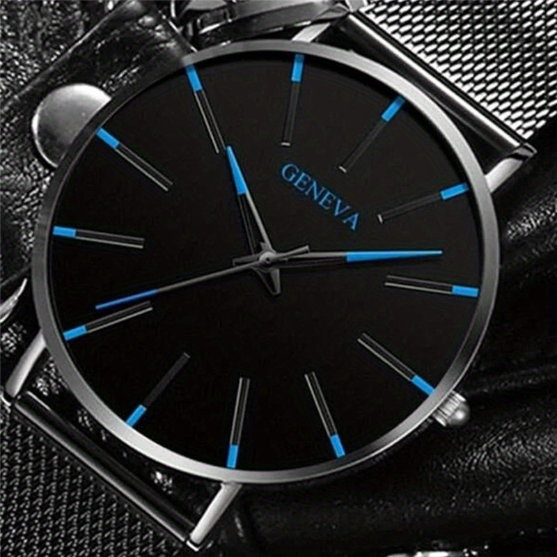 Fashion Men's Watches Classic Business Black Stainless Steel Ultra-thin  Waterproof Men's Watches