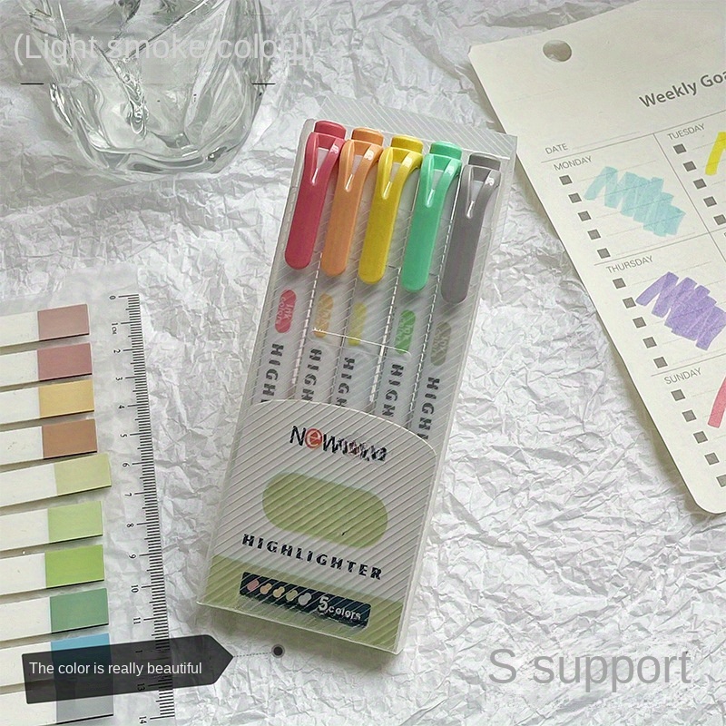 5 Colors Box Double Headed Highlighter Pen Set Fluorescent Drawing Markers Highlighters Pens Art