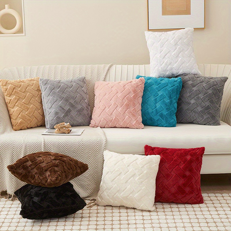 Soft Square Pillow Case Solid Color Cushion Cover - Temu