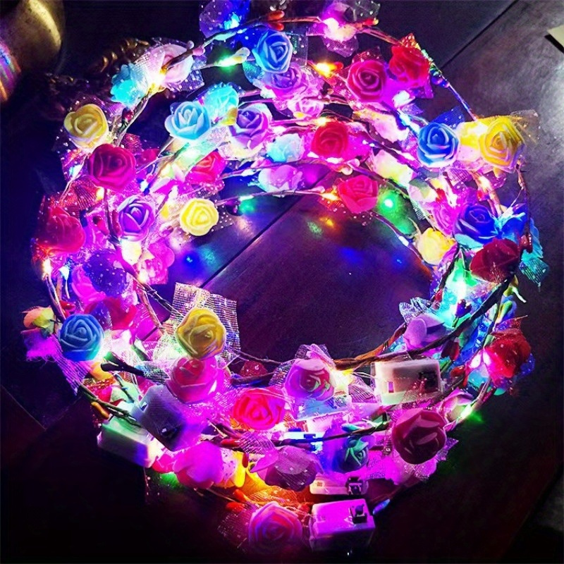 Ten Lights, Colorful Glowing Wreath Headdress Headband Led Lights