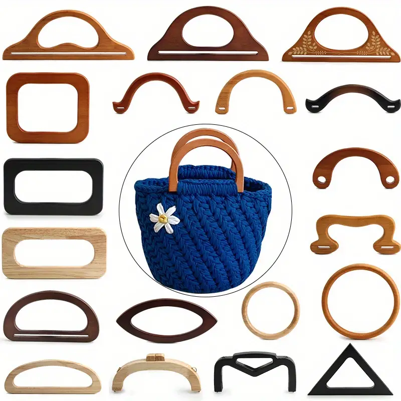 Solid Wood Stitching D shaped Hand Harness Oak Woven Handbag - Temu