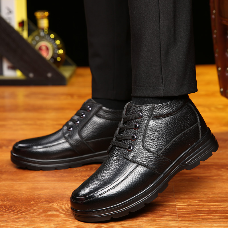 Zapato cálido casual para hombre, botas de trabajo y exteriores con cordones