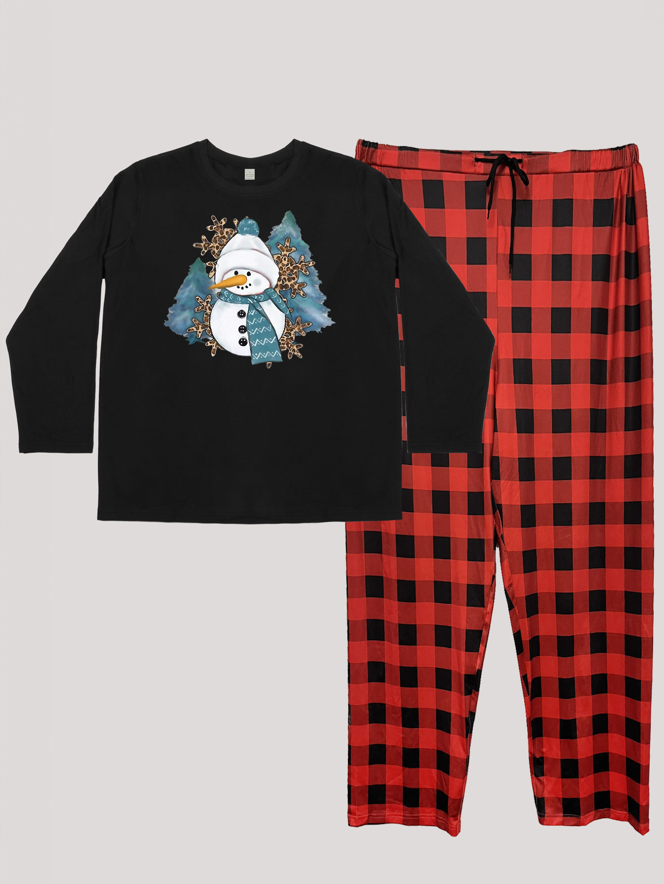 Christmas Loungewear Set Snowman & Leopard Top & PJs