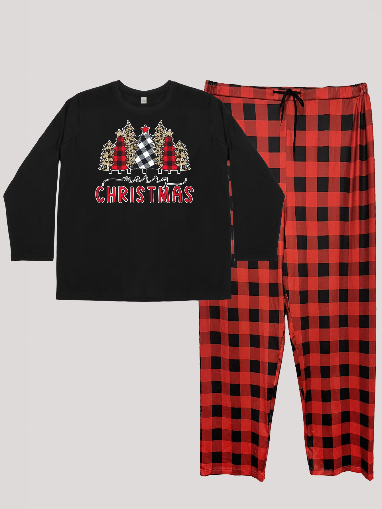 Women's Leopard Christmas Tree Pajamas Set