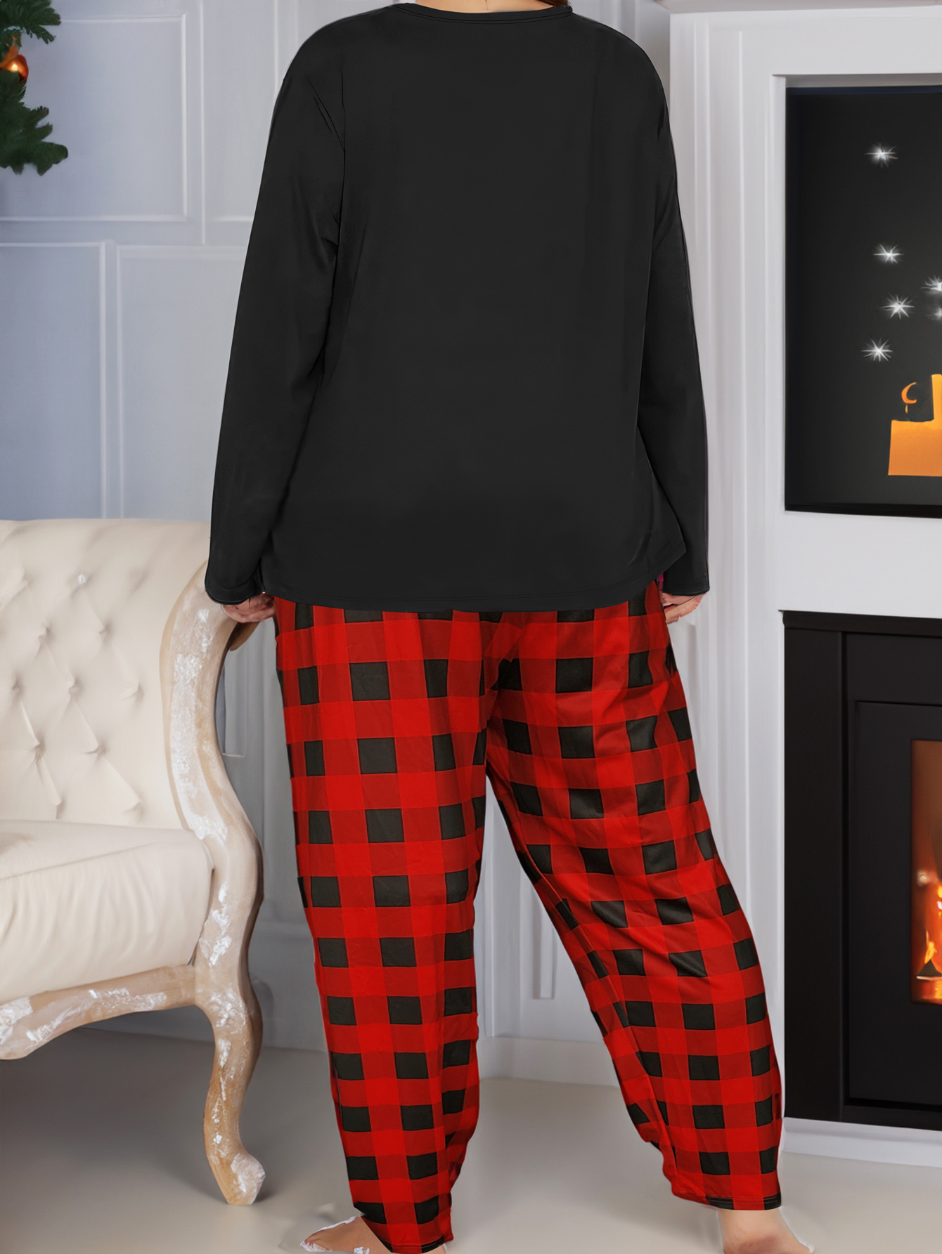Women's Leopard Christmas Tree Pajamas Set
