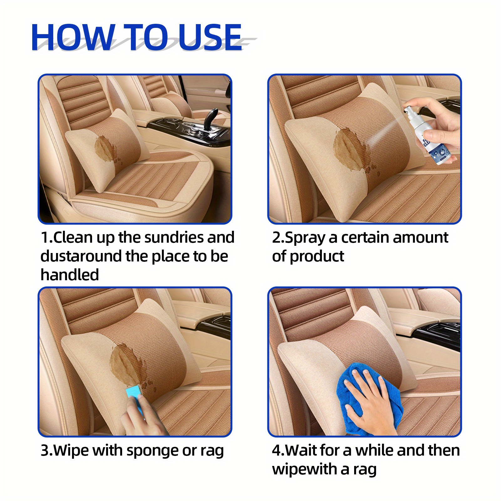 Car Interior Cleaner, Car Fabric Cleaning Spray, Car Interior Ceiling  Cleaner, Fabric Flannelette Leather Seat Cleaner