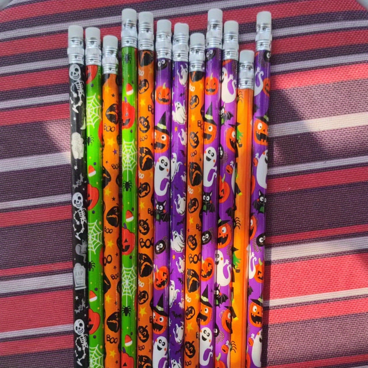 24 Halloween Wood Pencils - Assorted Patterns (Random Color)