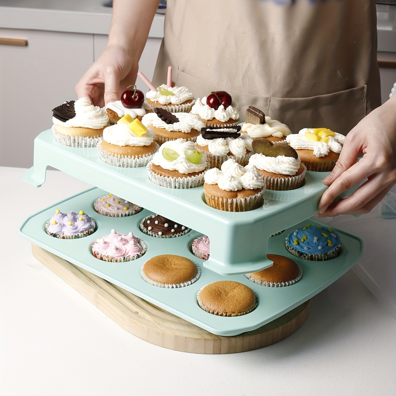 Cupcake Takeaway Box Double layer Covered Cup Cake Muffin - Temu