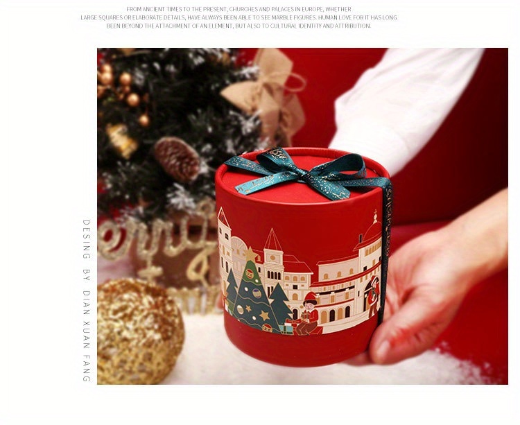 1pc Christmas Eve Box Gift Box Goodies Box Round Christmas Gift