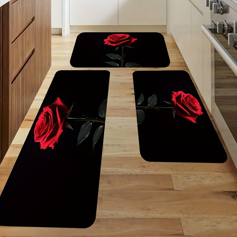 Black Kitchen Rug Soft Comfortable Mat Waterproof Non slip - Temu