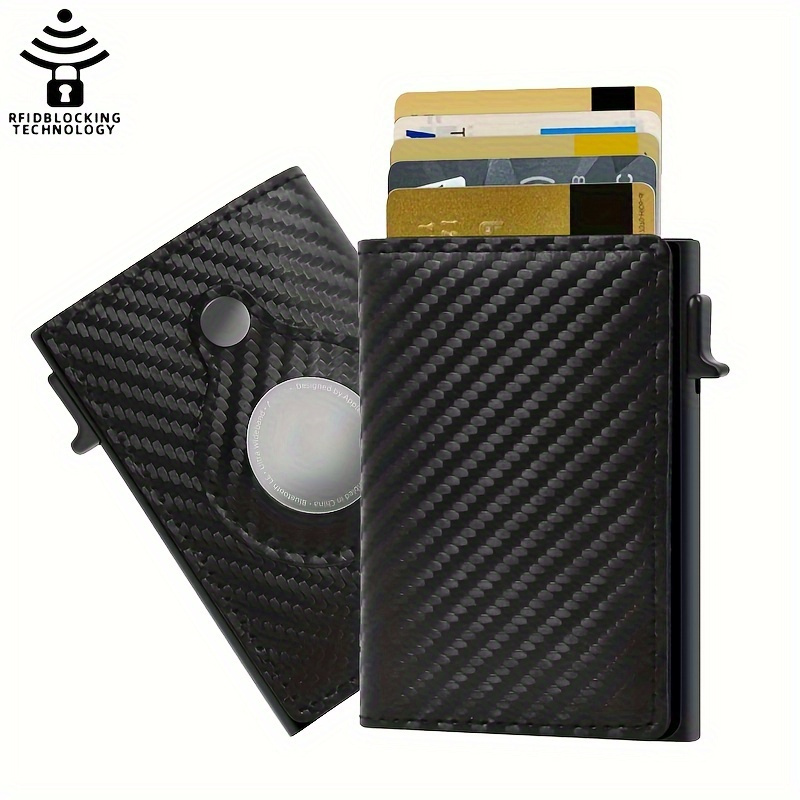 Portefeuilles Airtag en cuir de fibre de carbone Rfid pour hommes, porte-cartes  de crédit pour porte-monnaie Air Tag, portefeuille de luxe minimaliste noir  pour hommes, léger et portable, carte d'identité, carte d'identité
