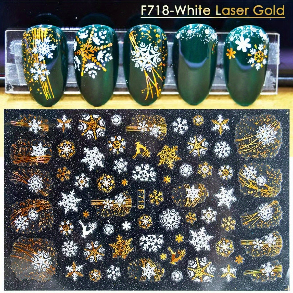 Christmas Nail Stickers 3d Golden Snowflake Nail Decals - Temu