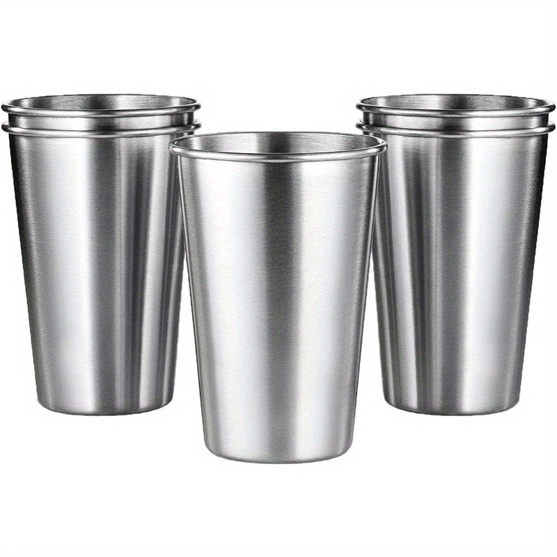 Set of 6 Stainless Steel Cups With Lids and Straws 16oz/500ml Kids