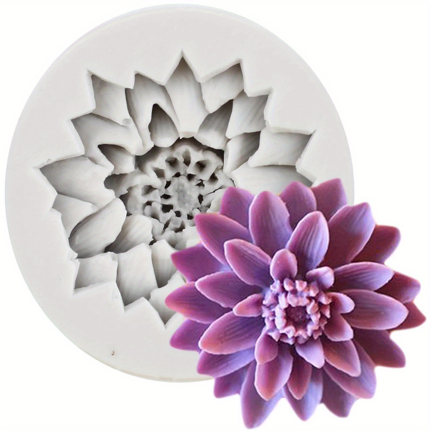 1pc 3d beautiful lotus chrysanthemum flower silicone mold cupcake fondant wedding cake decorating tools diy chocolate baking moulds details 0