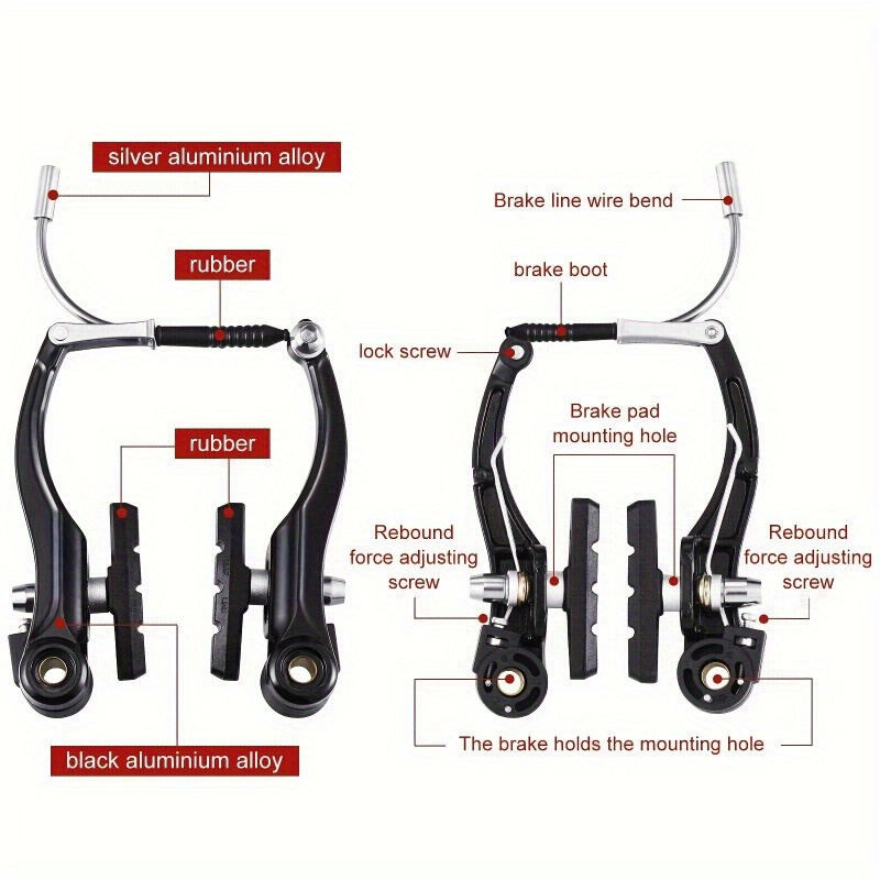 Set de Freno de Bicicleta Completo, Kit de Freno de Bicicleta MTB Delantero  y Trasero Cables Internos y Externos y Palanca Incluye Pinzas Palancas