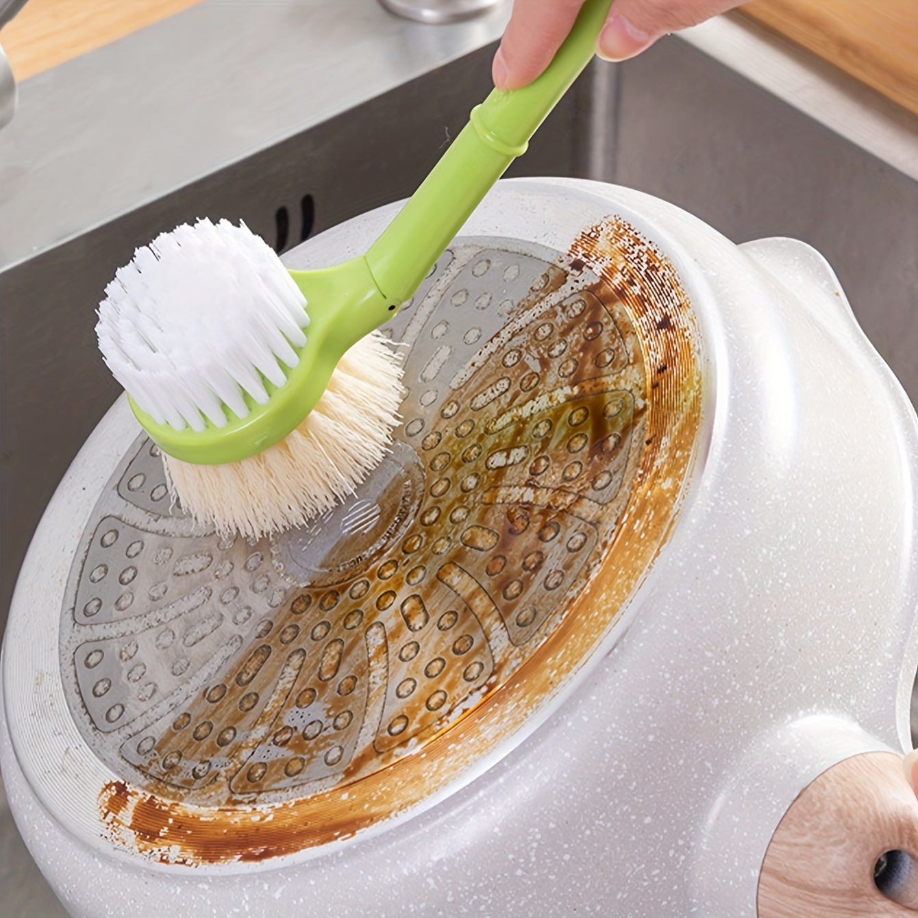 Kitchen Cleaning Brush Double-sided Dish Cleaning Brush Long