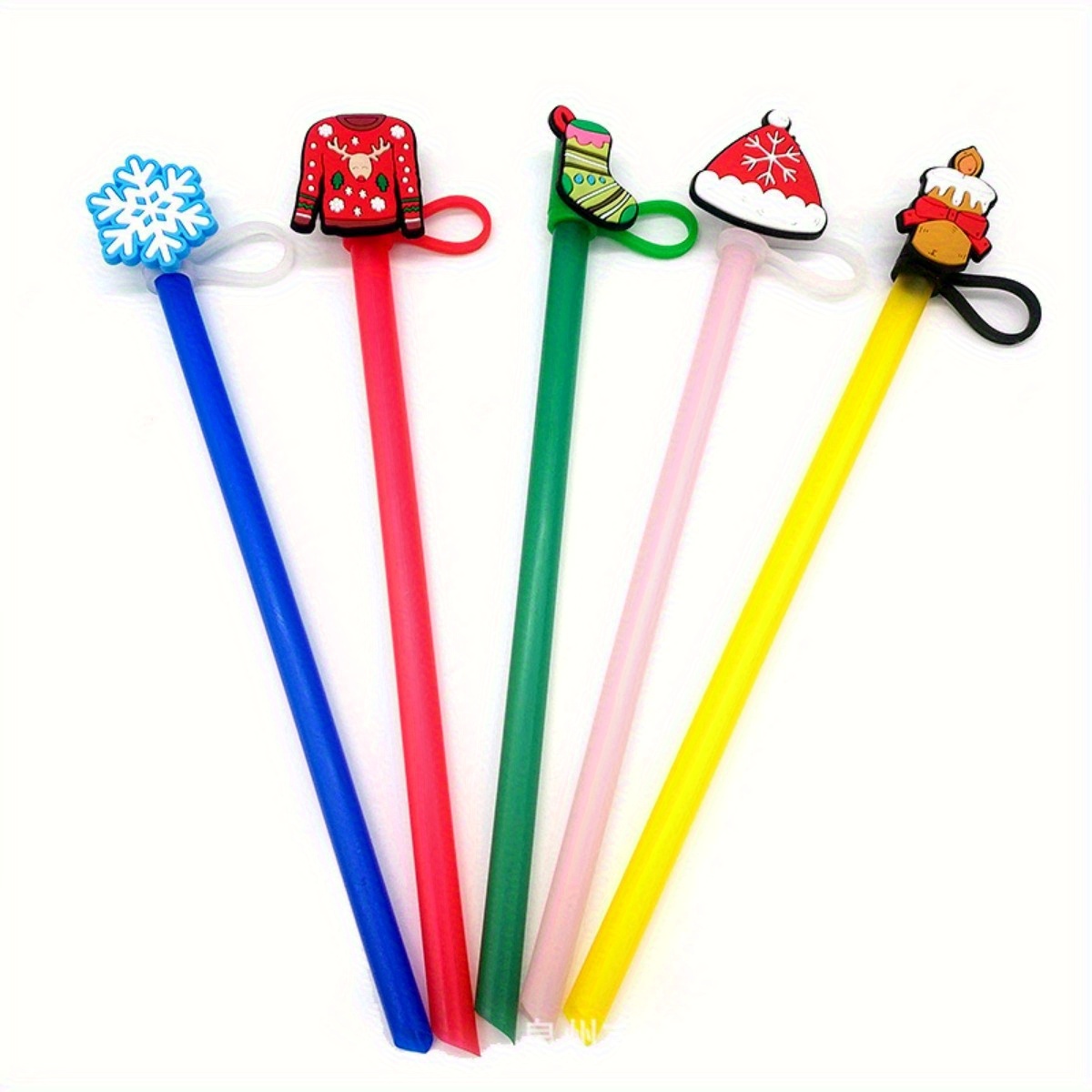 Christmas Straw Cover Reusable Silicone Dustproof Cute Christmas Figure  Straw cover Cup Accessories For Tumbler Drinking Straw - AliExpress