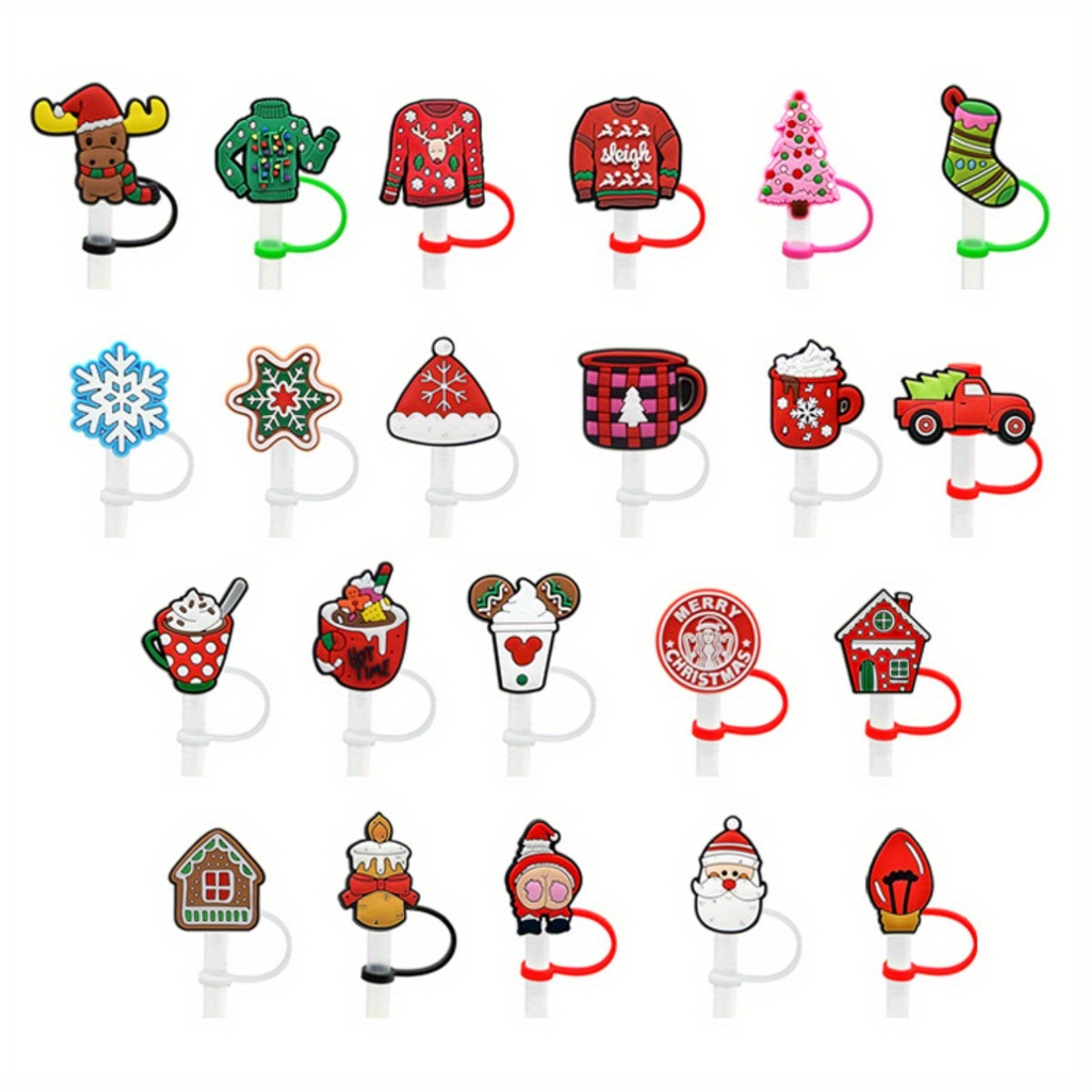 Christmas Series Silicone Straw , Reusable Dustproof Cute Straw Plugs,  Suitable For Straws, Water Cup Accessories, Christmas Gift - Temu