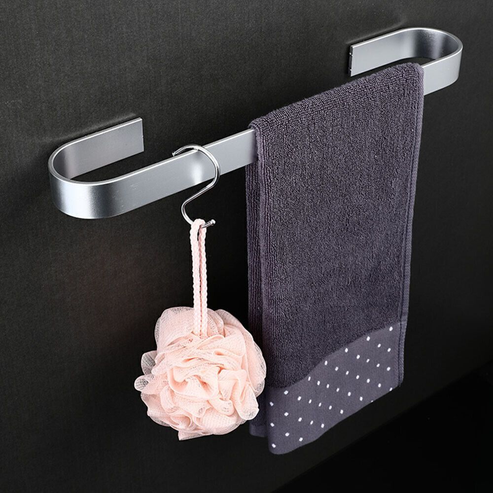 Kitchen Bathroom Self Adhesive Towel Rod Bar Wall Bath Towel Holder Rail  Rack