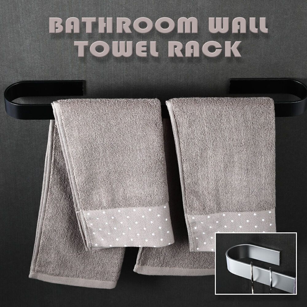 Self Adhesive Towel Rod Bar Wall Bath Towel Holder Rail Rack Kitchen  Bathroom