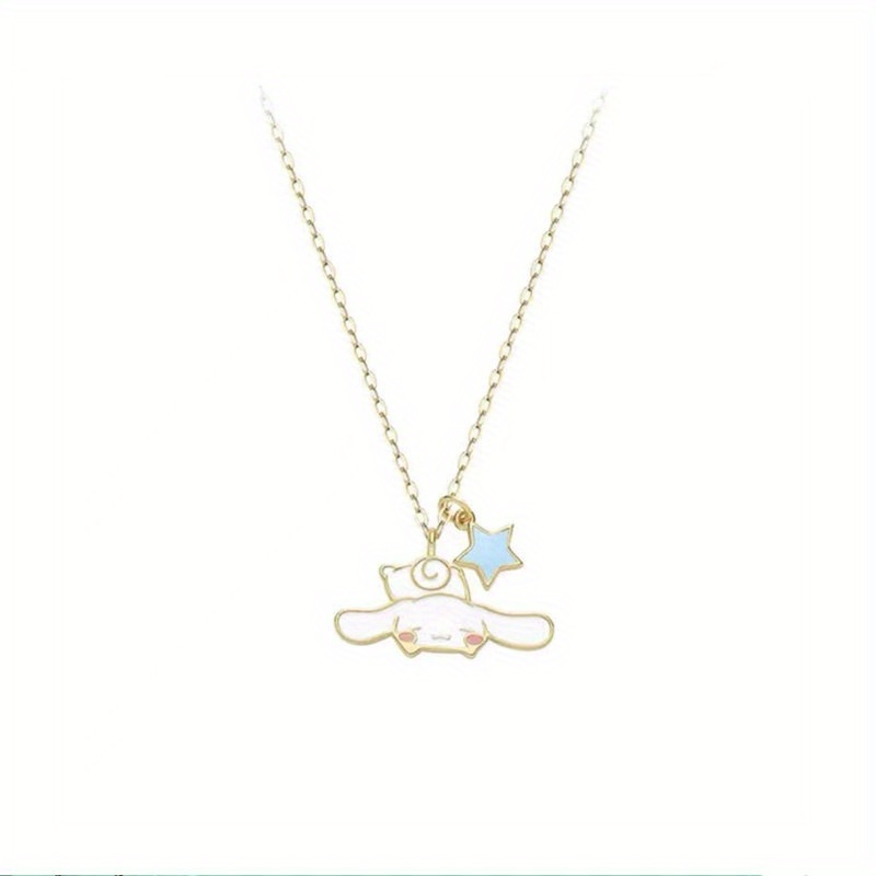 Necklace Kawaii Cinnamoroll Anime Cartoon Necklace Cute Cinnamoroll Metal Enamel Pendant Neck Chain Party Jewelry Gift,Temu