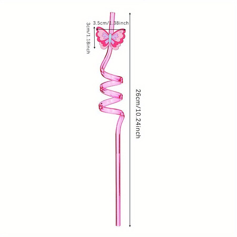 Straw Butterfly Drinking Straws With Brush Reusable Spiral - Temu