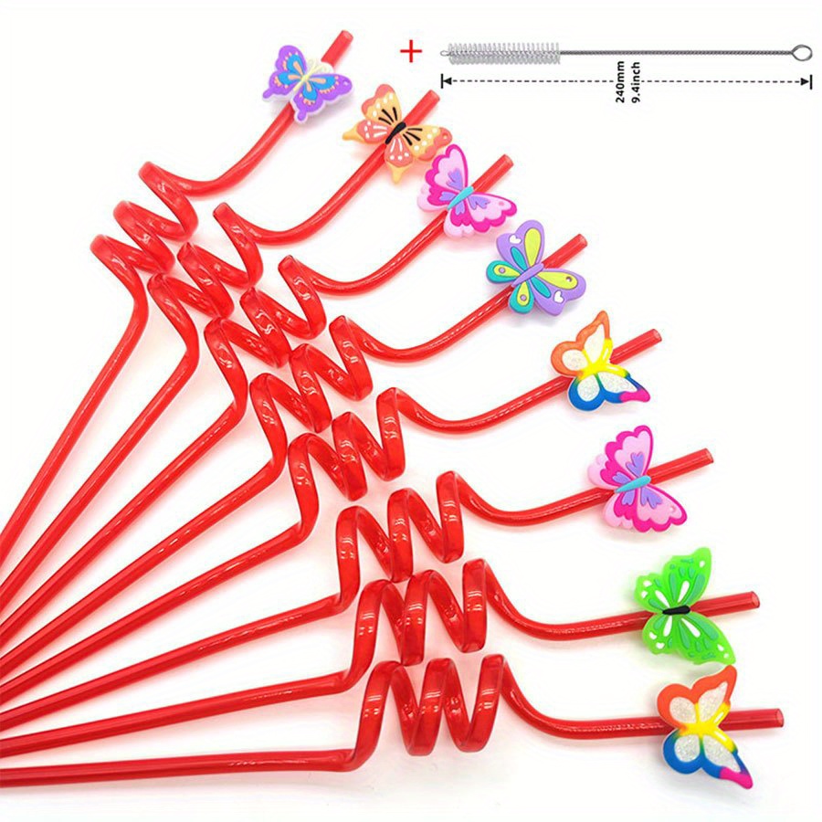 10pcs Love Heart Pink & Red Reusable Plastic Hard Straws For
