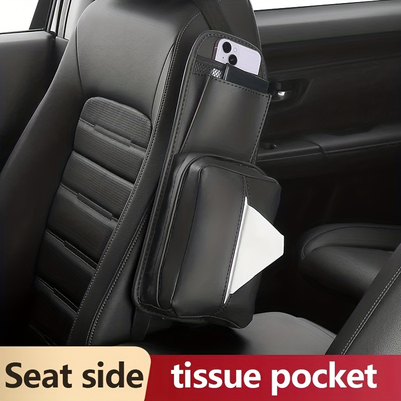 Car Organizer PU Leather Interior Accessories Seat Back Storage Bag Tissue  Box