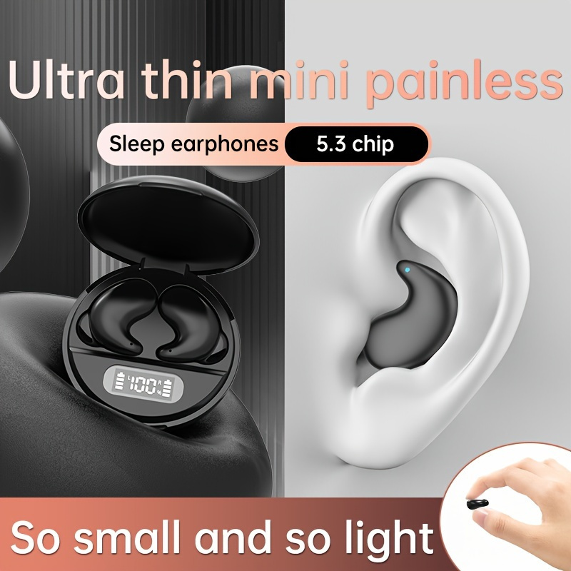 Mini Écouteurs Sans Fil De Sommeil Tws À Demi-oreille Double Ultra-longue  Attente, Course Fitness Sportive Avec Microphone Téléphone, Casque D'écoute  Sans Fil À Ultra-longue Attente Universelle - Ultra-mince Sur L'oreille,  Basse Pour