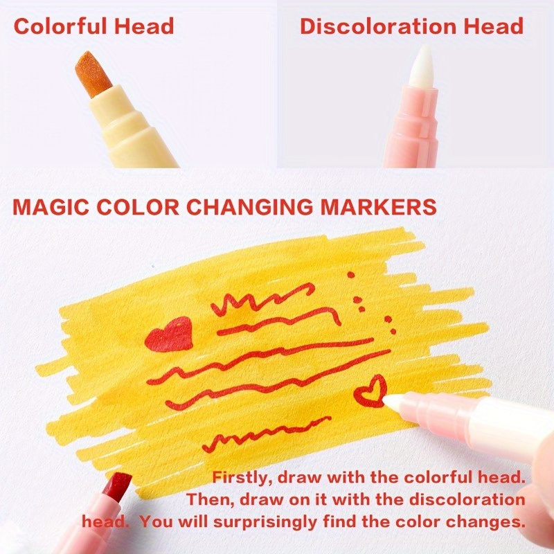 Magic Color Changing Highlighter Set Double Tip Chisel Tip - Temu