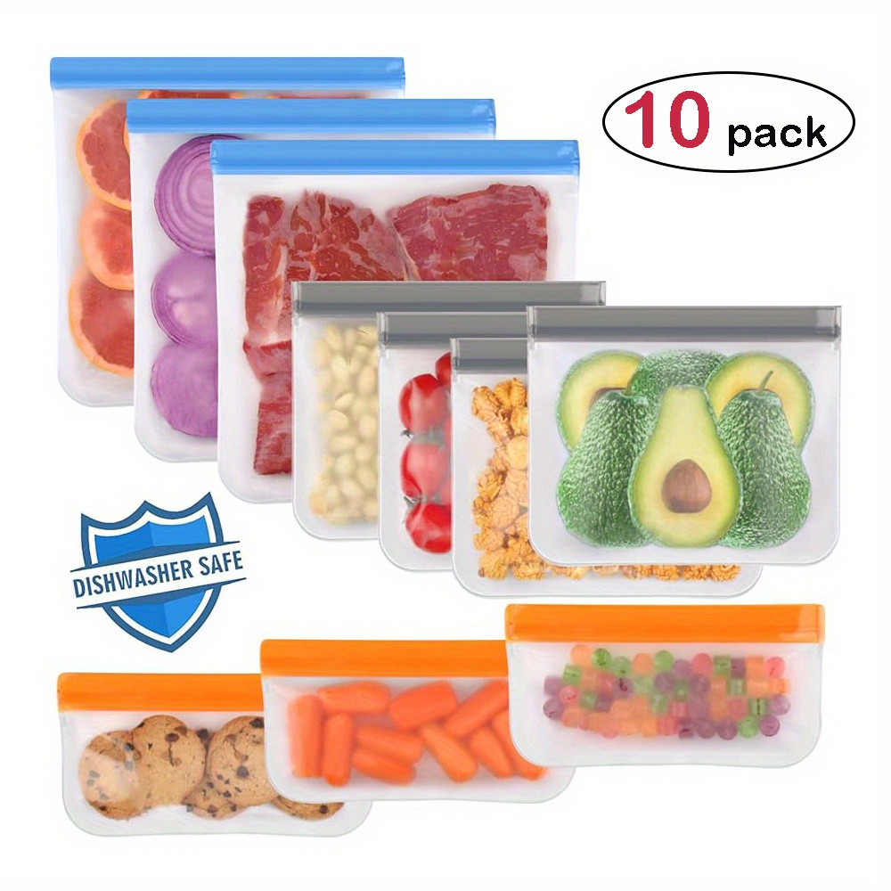 Reusable Silicone Food Storage Bags, Self-standing Leak Proof Zip Containers,  Bpa-free Reusable Sandwich Bags, With Non-toxic, Dishwasher Safe,  Freezer-safe, Kitchen Accessories - Temu