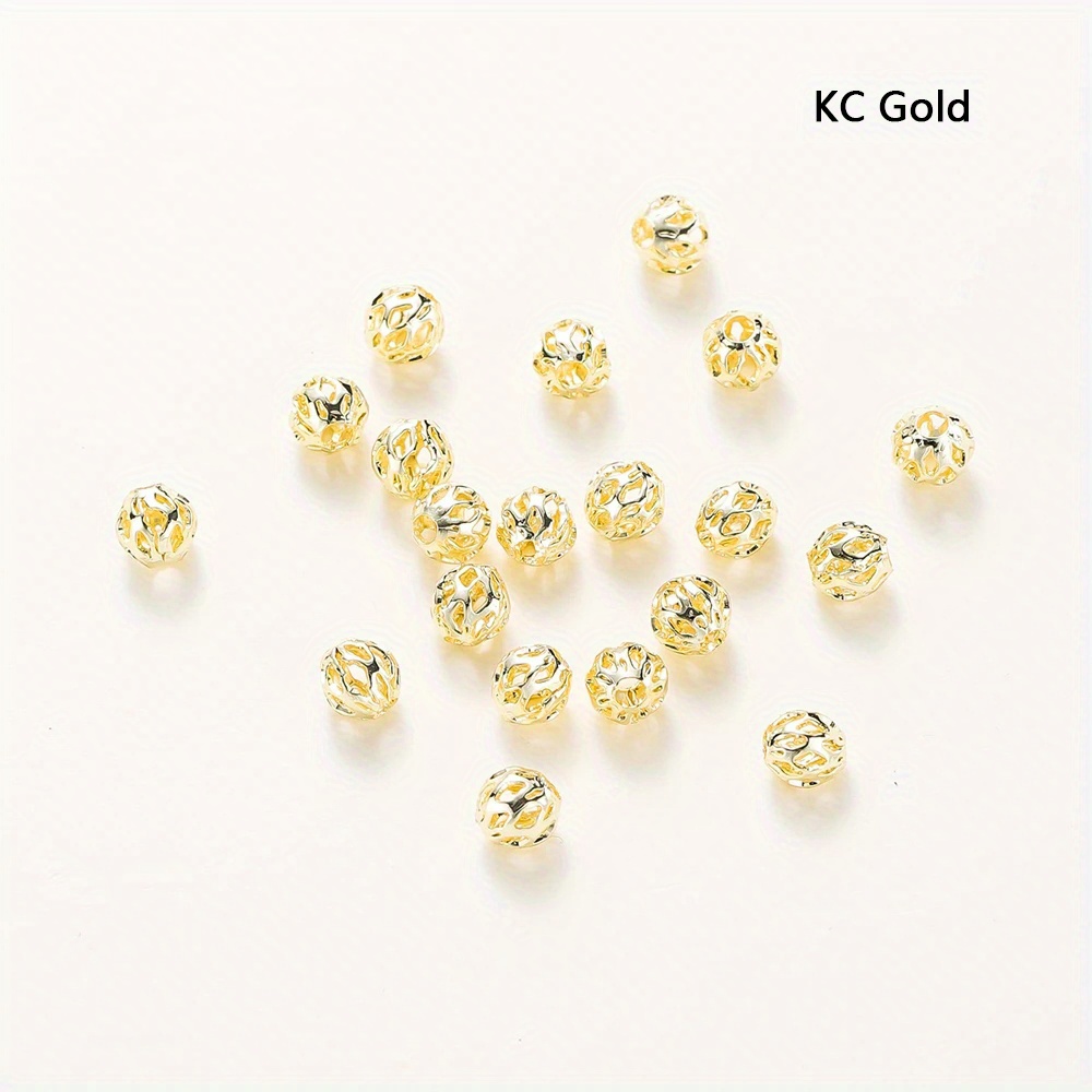 18k Gold Plated Hollow Brass Charm, Bracelet Round Loose Spacer Bead, For  Diy Jewelry - Temu Philippines