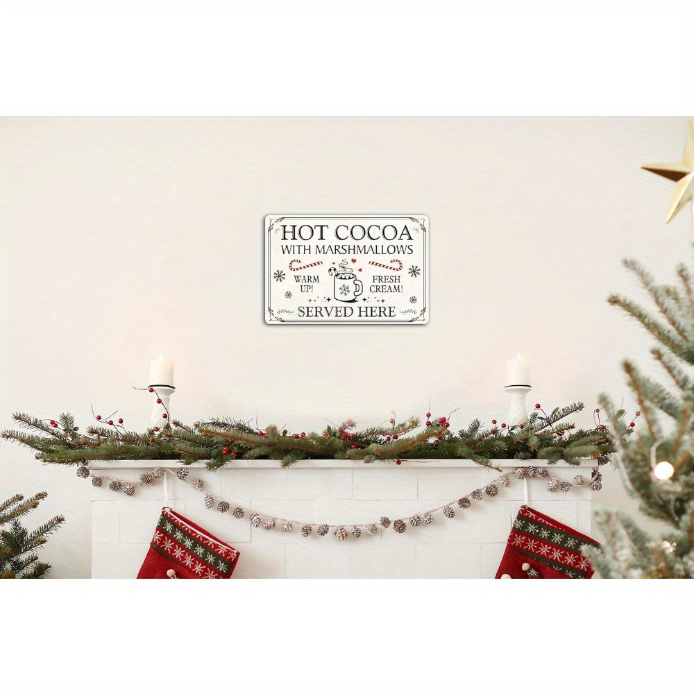 Tin Sign With Solid Stand Warm Up At The Hot Chocolate Bar For Holiday  Christmas Hot Chocolate Party Supplies, Christmas Winter Decorations - Temu  United Arab Emirates