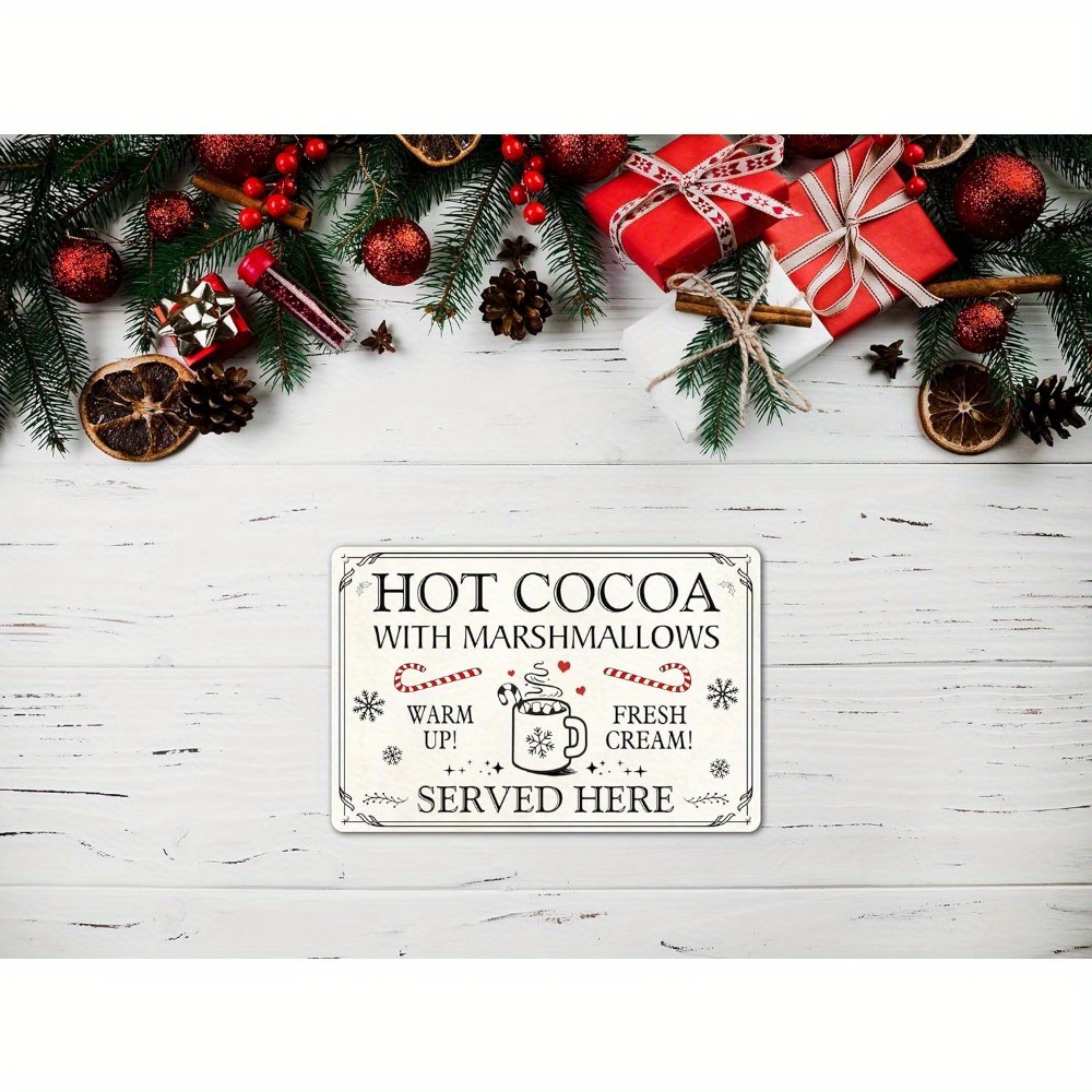 Tin Sign With Solid Stand Warm Up At The Hot Chocolate Bar For Holiday  Christmas Hot Chocolate Party Supplies, Christmas Winter Decorations - Temu  United Arab Emirates