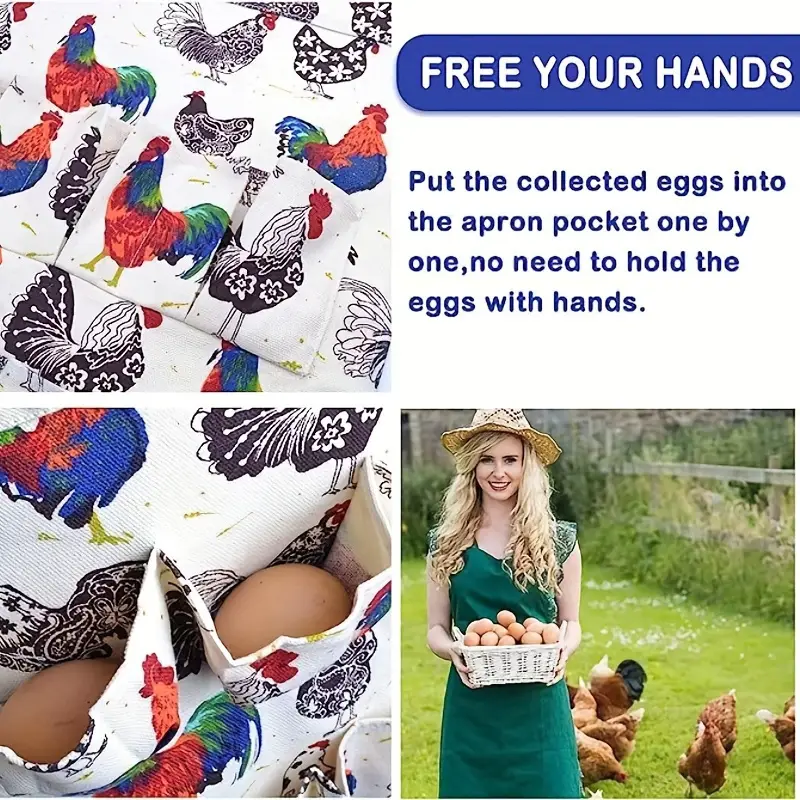 Chicken Egg Collecting Apron Hen Duck Goose Egg Holder Aprons Chicken Egg  Apron for Fresh Egg Adjustable Gathering Apron with Pockets for Hen Duck