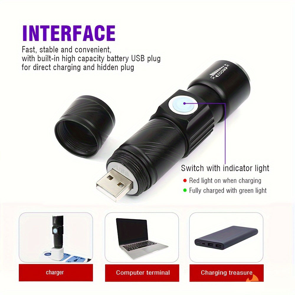 1 Linterna Uv 395 Nm Recargable Usb Lámpara Ultravioleta - Temu Chile