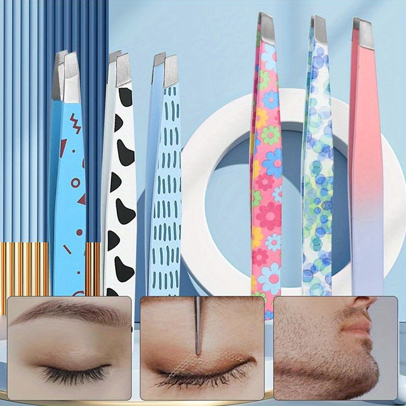 Floral Pattern Eyebrow Tweezer Women Professional Stainless - Temu