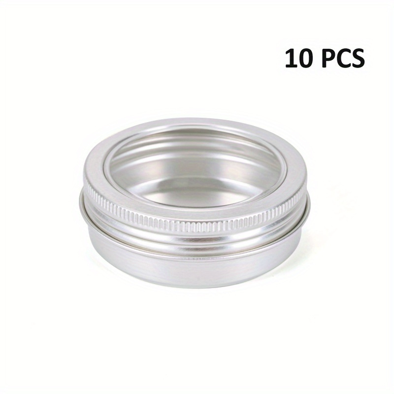 2 Ounce Aluminum Tins Jars Containers Round Clear Transparent Top Screw  Lids Containers For Cosmetic, Salves, Balms, Lip Balm, Spices Or Others,  Silvery - Temu Canada