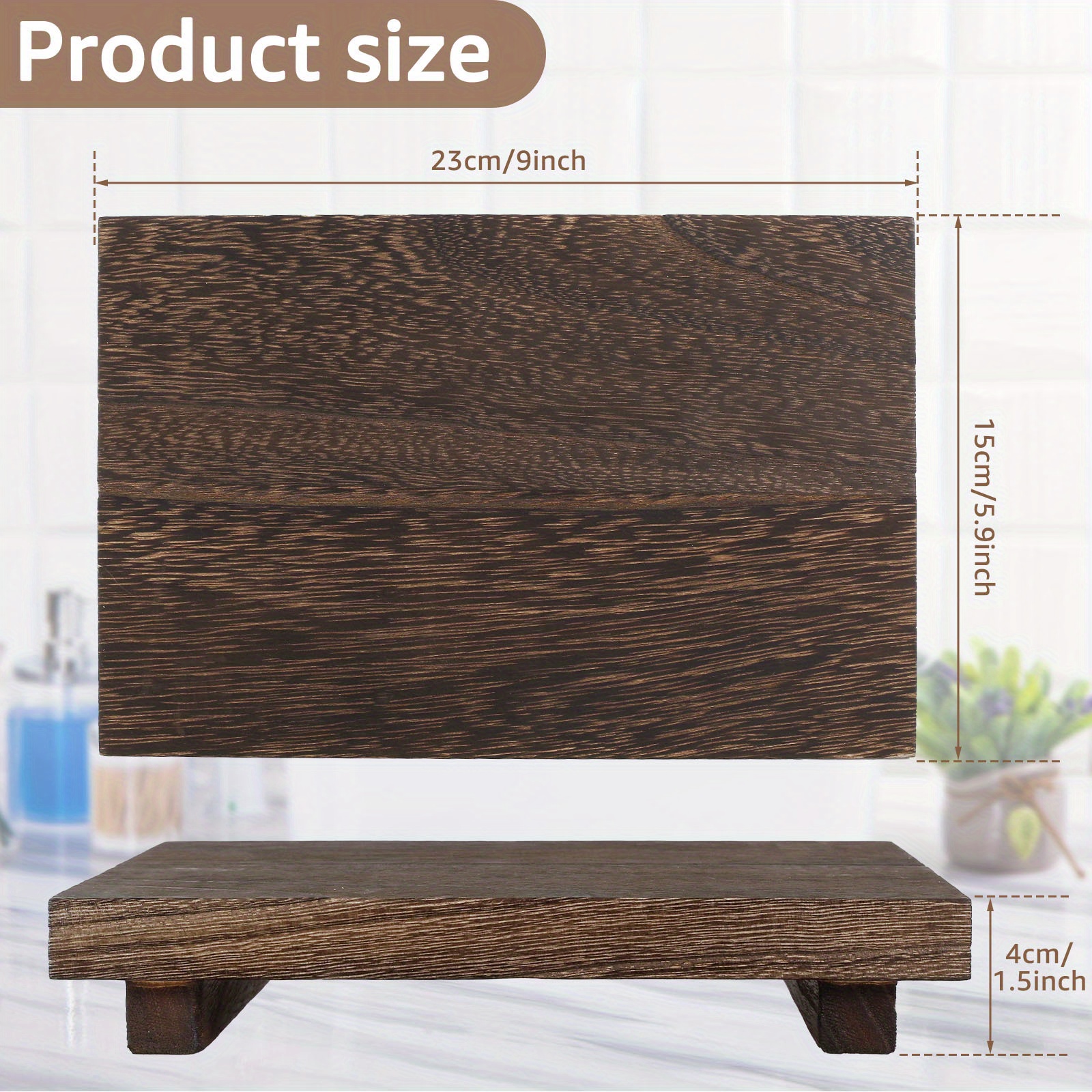 Wood Pedestal Stand Riser Wood Tray for Bathroom Home Kitchen Sink Holder  Wooden Soap Holder for Bottles Plant Makeup Tissues