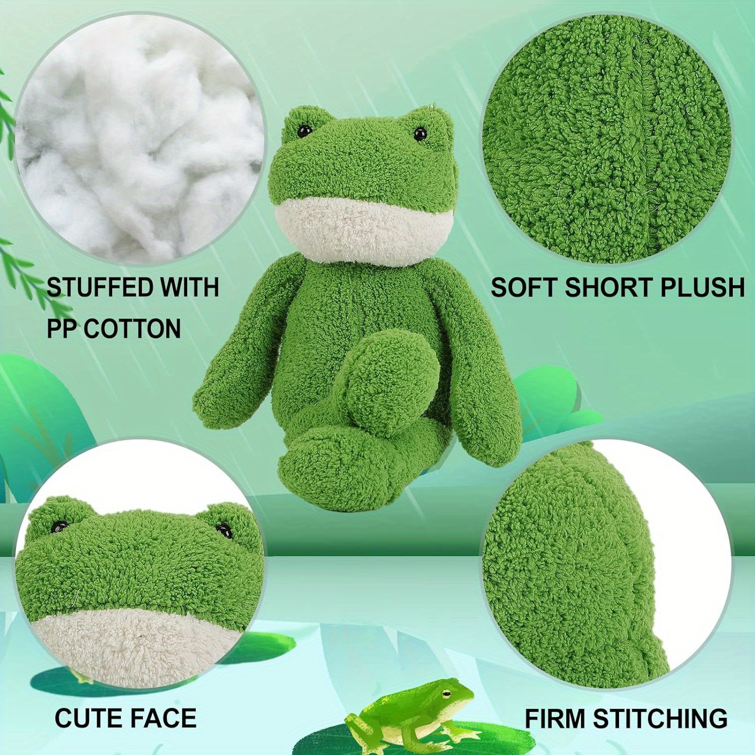 Super Soft Frog Plush Stuffed Animal, Cute Frog Snuggly Hugging Pillow,  Adorable Frog Plushie Toy Gift for Kids Toddlers Children Girls Boys Baby