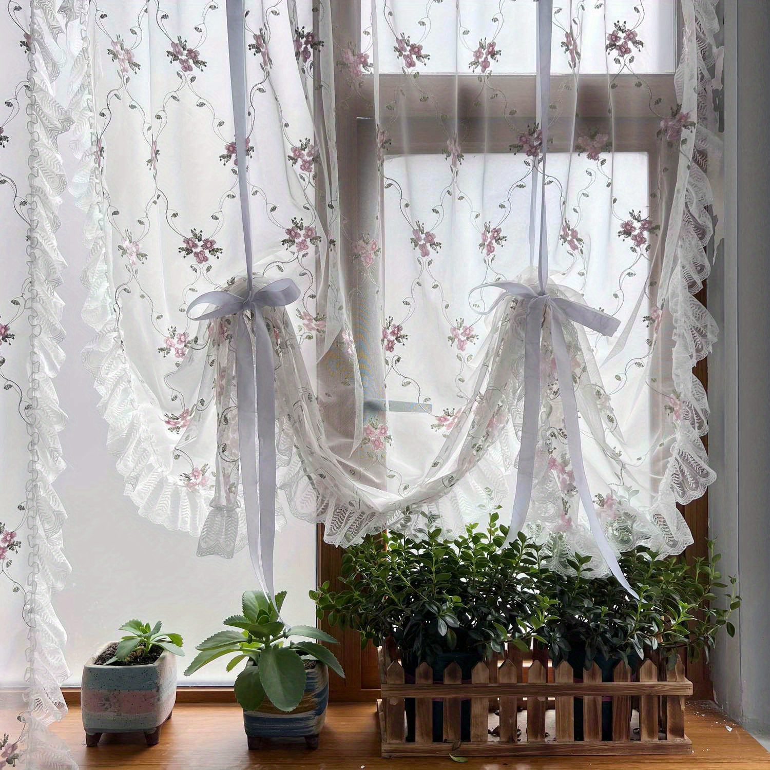 Cortinas de amarre para ventana, cortina de cocina, árbol de