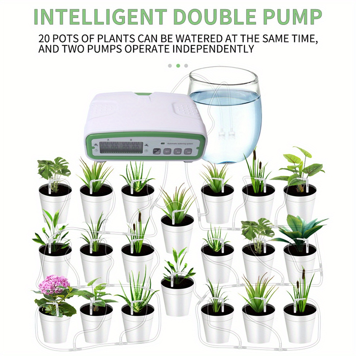 Système d'arrosage automatique pour plantes en pot, système d'auto-arrosage  des plantes d'intérieur avec kit d'irrigation goutte à goutte de pompe à  eau programmable numérique de 30 jours