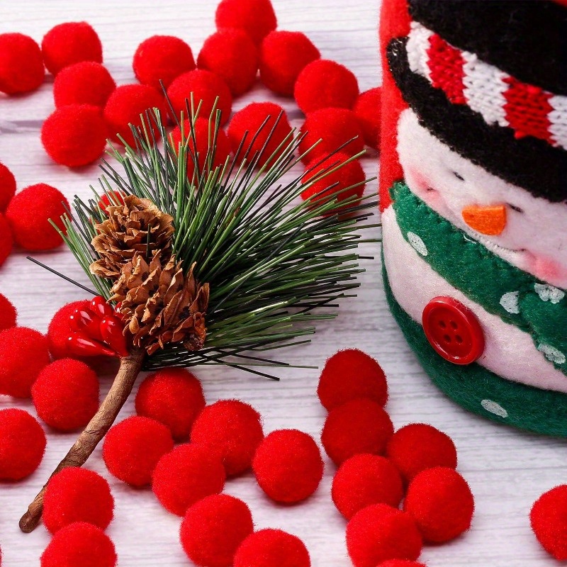 Mini Pompom Balls For Decoration Crafts Diy Red Small - Temu