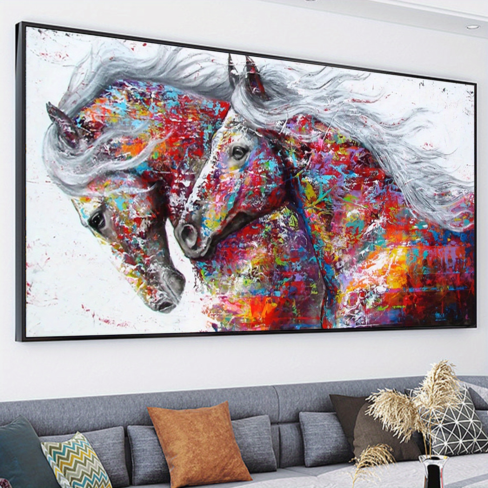 5D DIY Large Diamond Painting Kits,15.7x27.5inch/40x70cm A Running Horse  Round Full Diamond Diamond Art Kits Picture By Number Kits For Home Wall  Deco