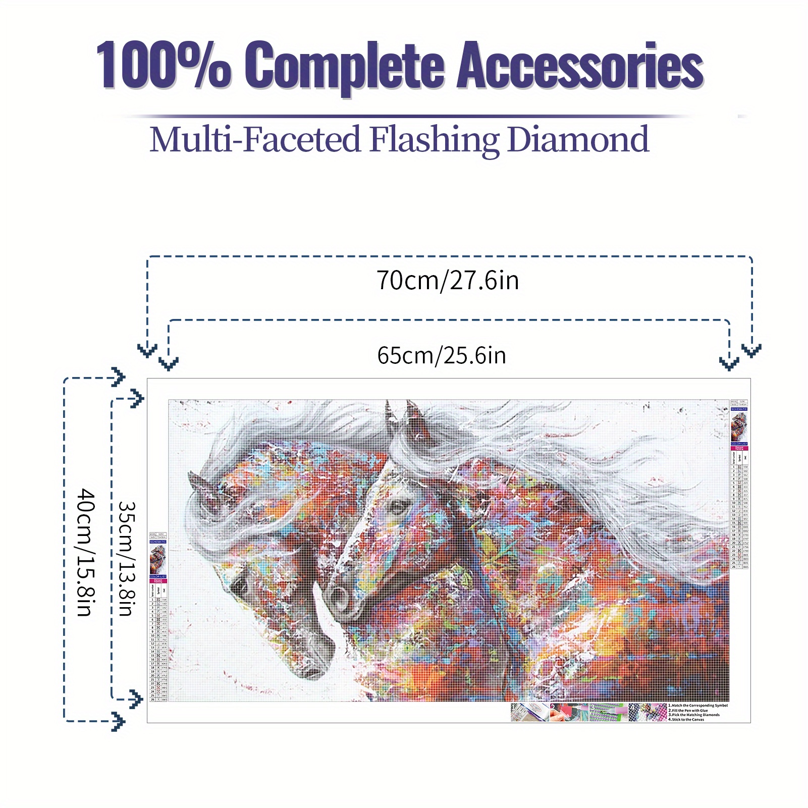 5d Diy Large Diamond Painting Kit For Adult Two Horses Round - Temu