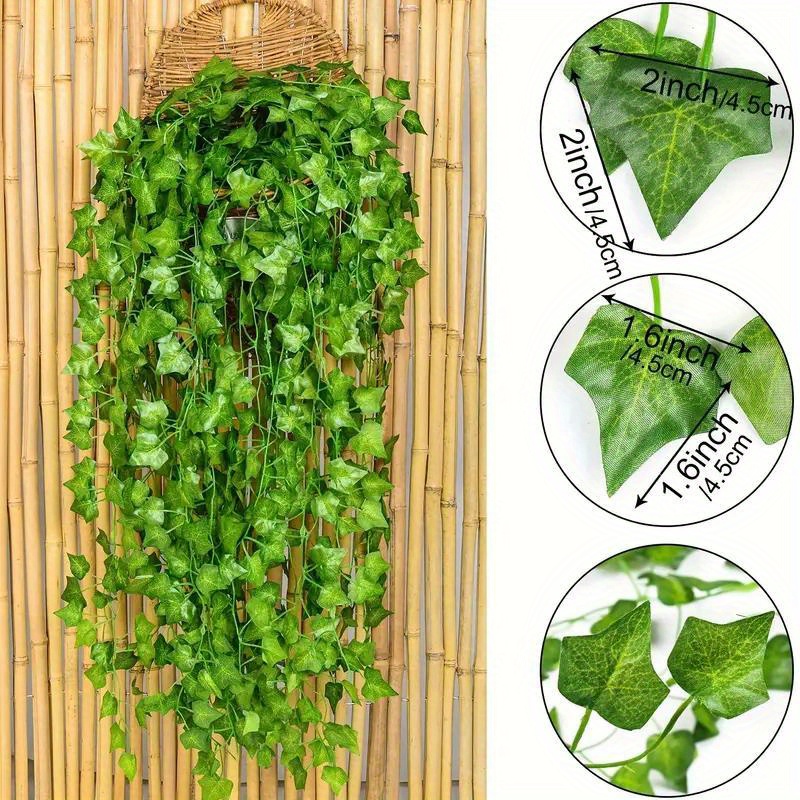 12pcs Elegant Artificial Ivy Leaf Plants for Home, Kitchen, Garden, Office,  Wedding, and Wall Decor - Realistic Fake Vines with Lush Green Leaves