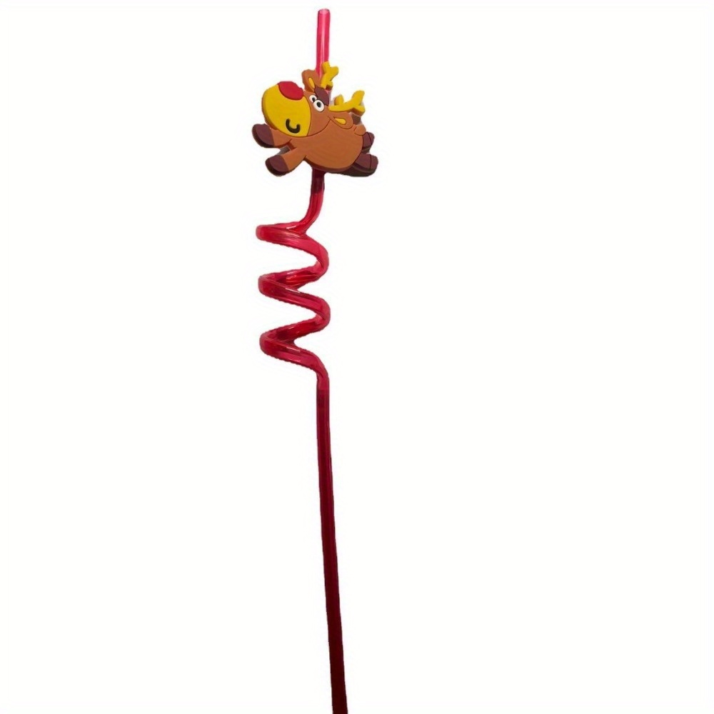 8/10pcs 26cm Helical Christmas Straws Tree Santa Claus Reusable