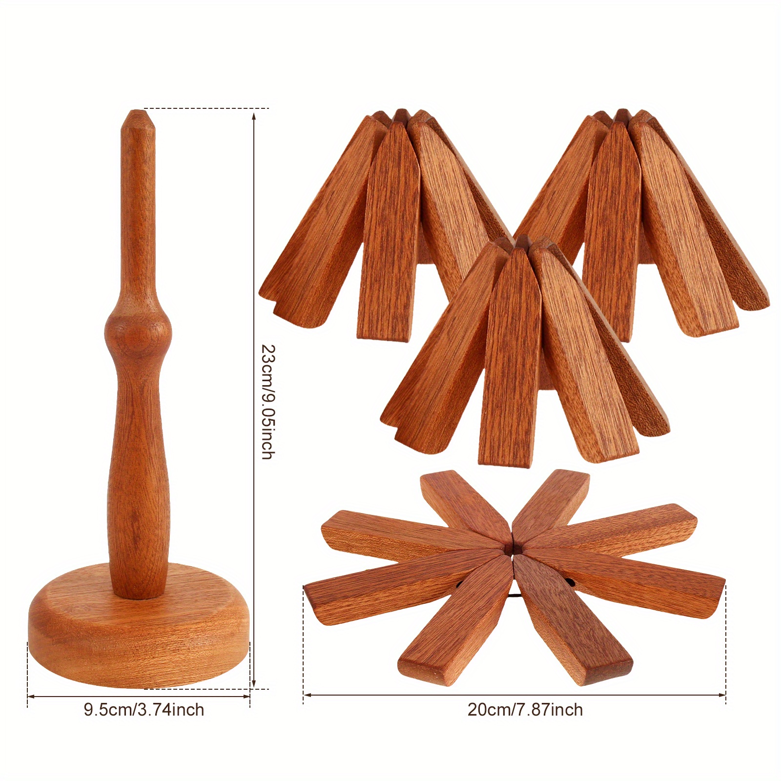 Creative Foldable Wood Placemats Tree Shape Placemats Wooden Trivets for  Hot Dishes Household Coaster (Color : Beech, Size : 1 Set with 4 pcs)