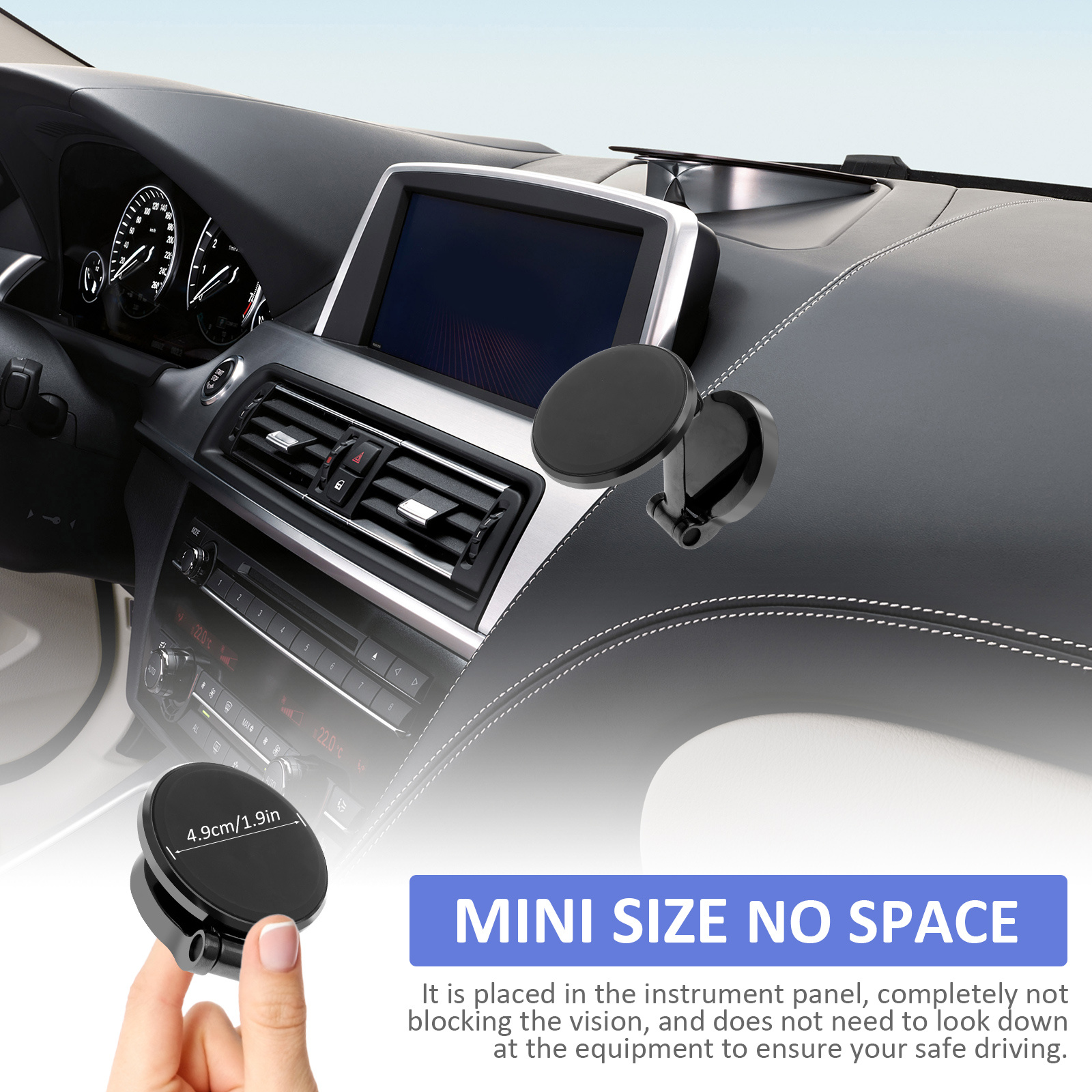 Soporte magnético para el coche, soporte magnético plegable para el  teléfono, multifuncional 360 imán giratorio del teléfono para el tablero  del coche soporte para el teléfono celular